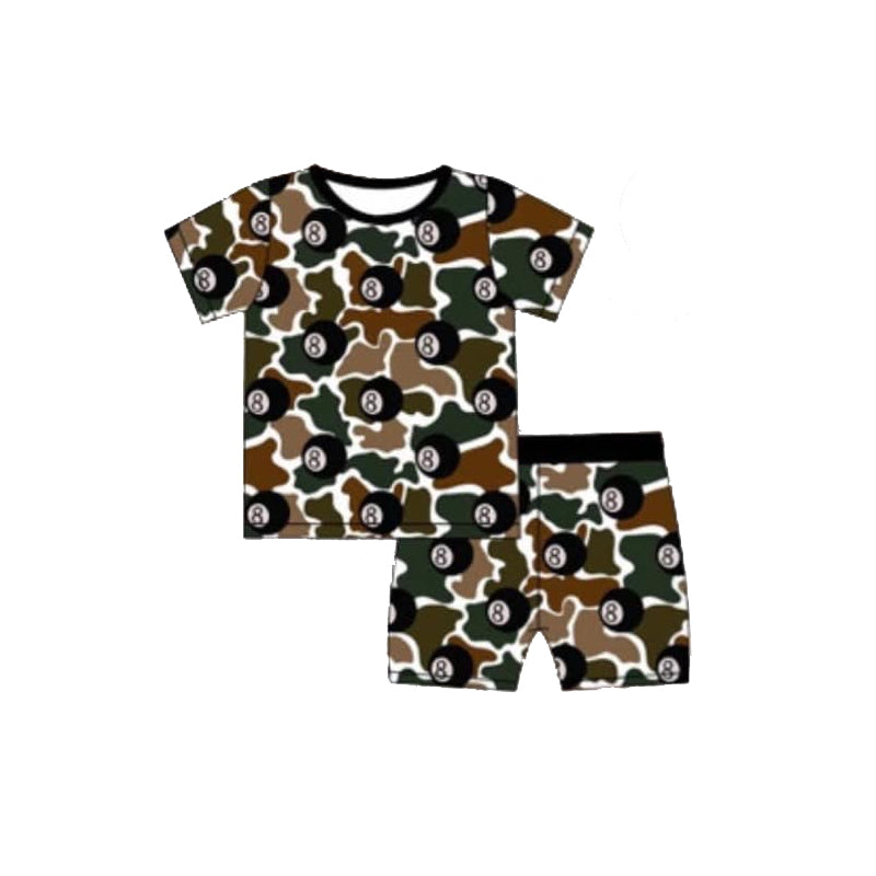 preorder BSSO1399 snooker hunting camo short sleeve shorts boys pajamas