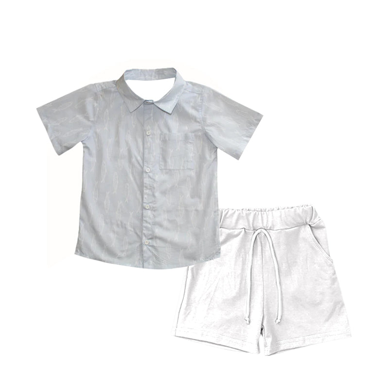 preorder BSSO1456 grey short sleeve white shorts boys set