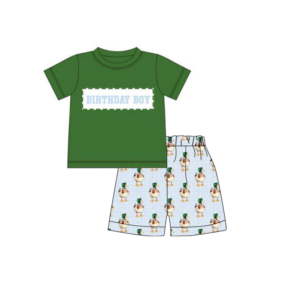 preorder BSSO1613 hunting mallard duck green short sleeve shorts boys set