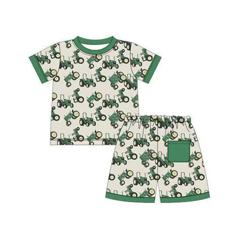 preorder BSSO1655 Farm Tractor Short Sleeve Shorts Boys Pajamas