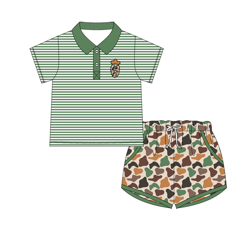preorder BSSO1678 Easter Carrot Camo Short Sleeve Shorts Boys Set