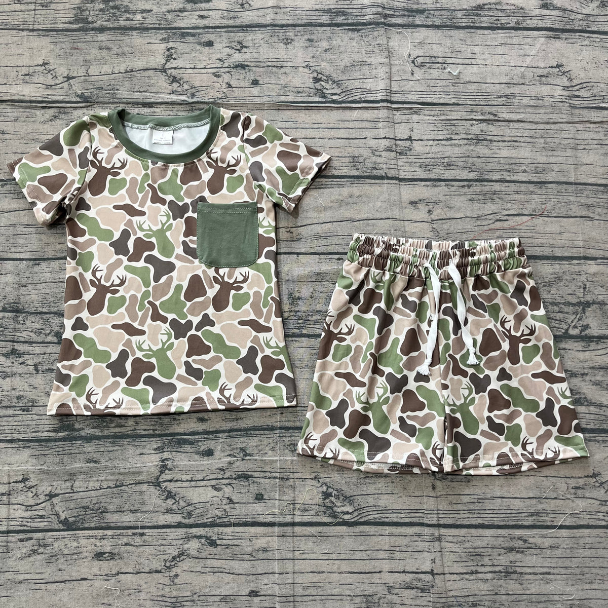 preorder Samples BSSO1792 Hunting Camo Short Sleeve Shorts Boys Set