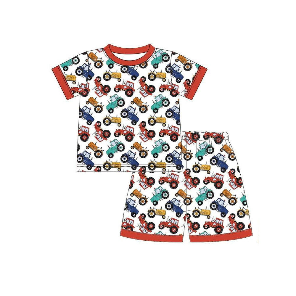 preorder BSSO1809 Farm Tractor Short Sleeve Shorts Boys Pajamas