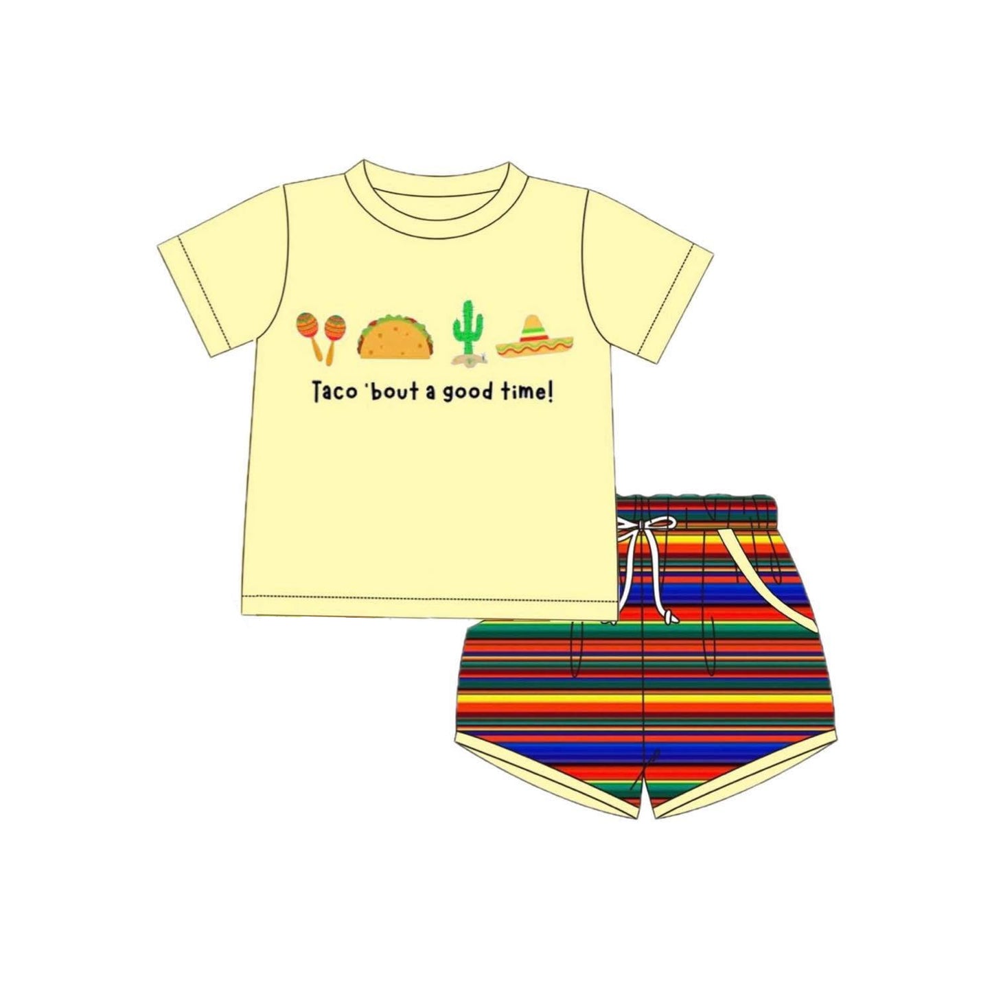 preorder BSSO1818 Taco Bout A Good Time Short Sleeve Shorts Boys Set