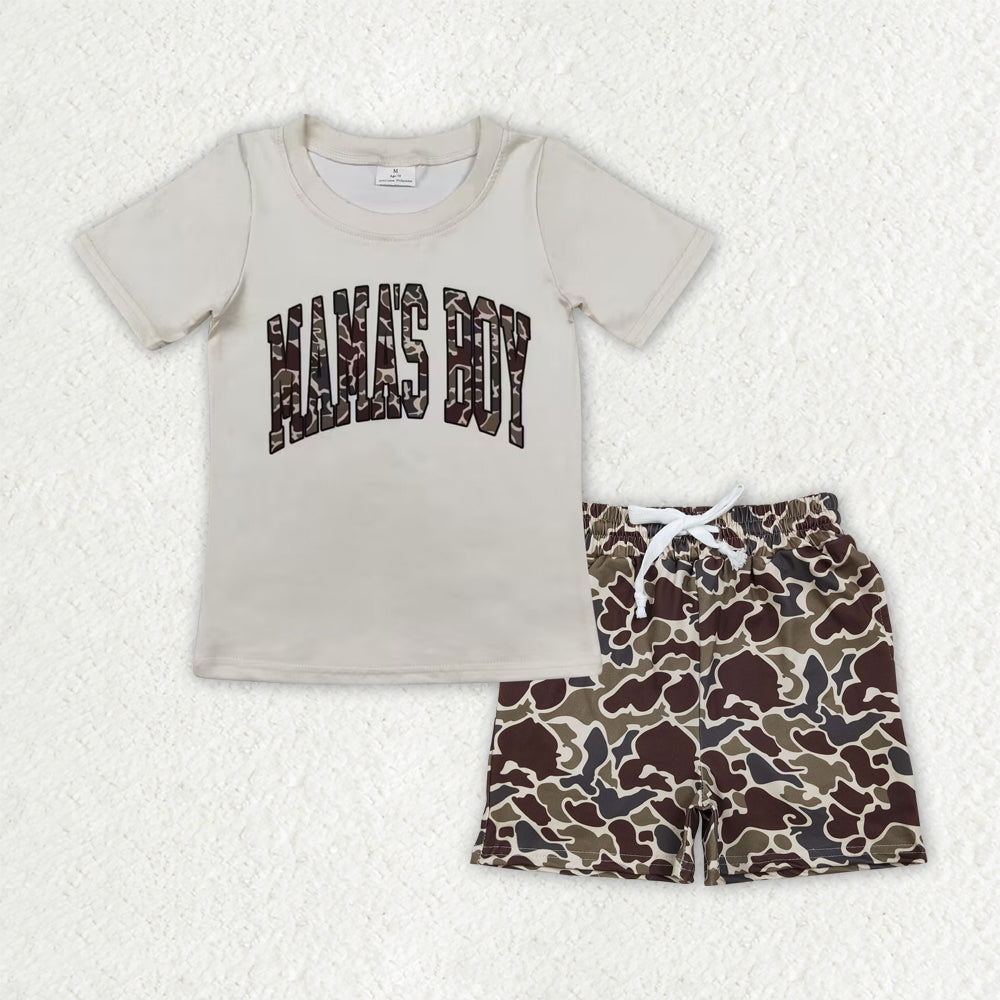 BSSO1901 Mama's Boy Short Sleeve Camo Shorts Boys Set