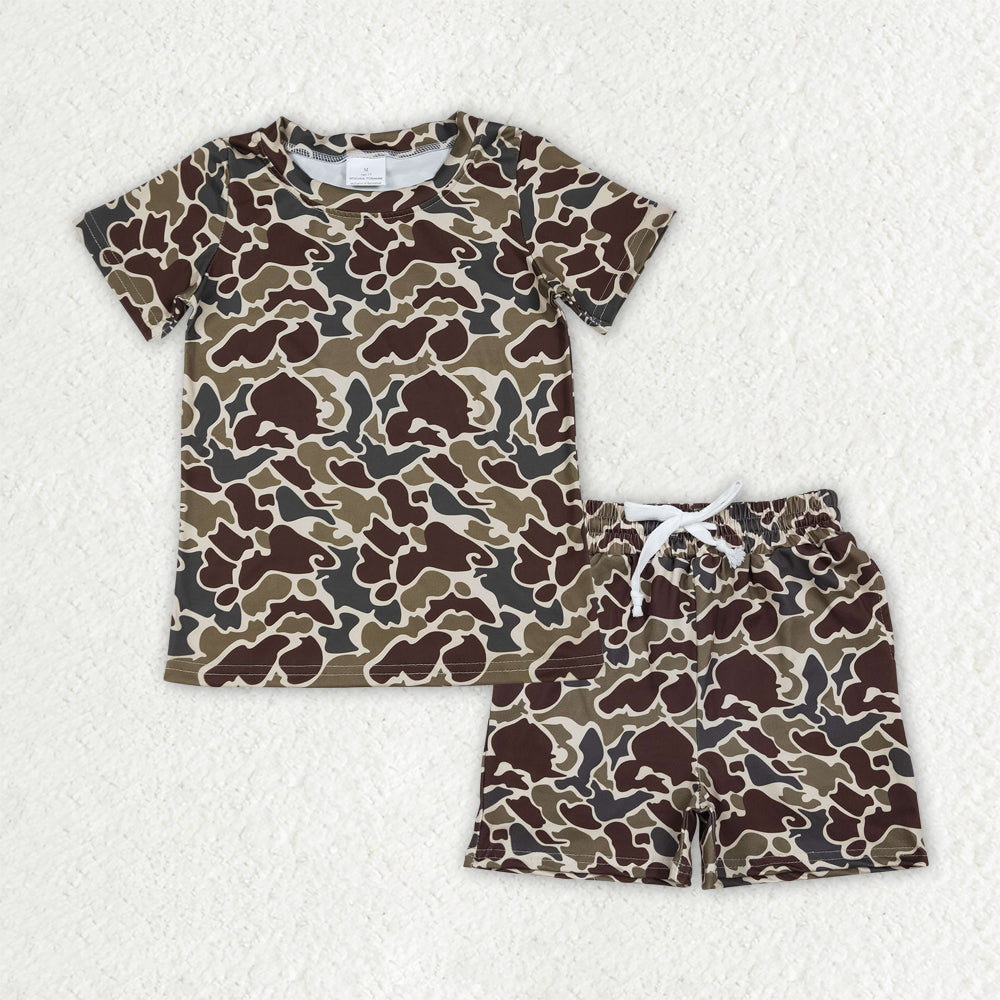BSSO1903 Hunting Camo Short Sleeve Shorts Boys Set