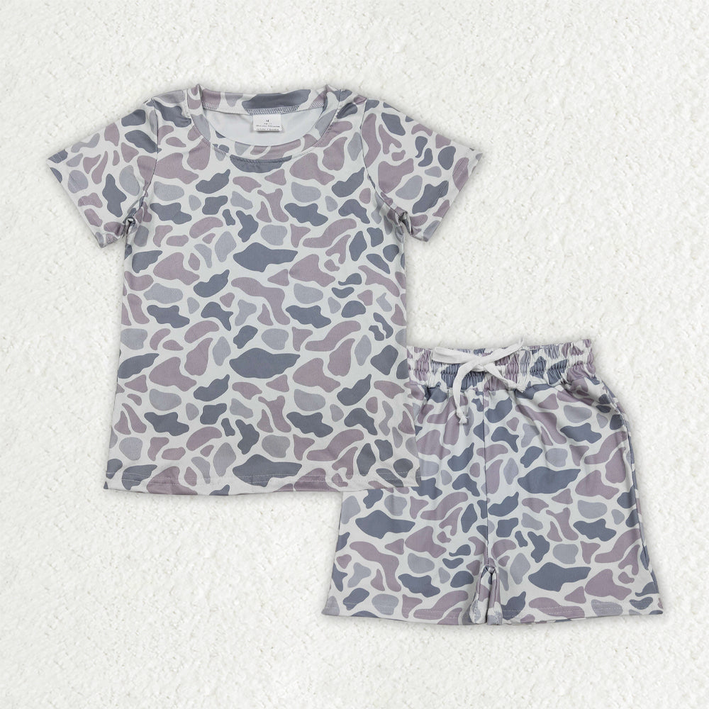 BSSO1908 Hunting Camo Short Sleeve Shorts Boys Set