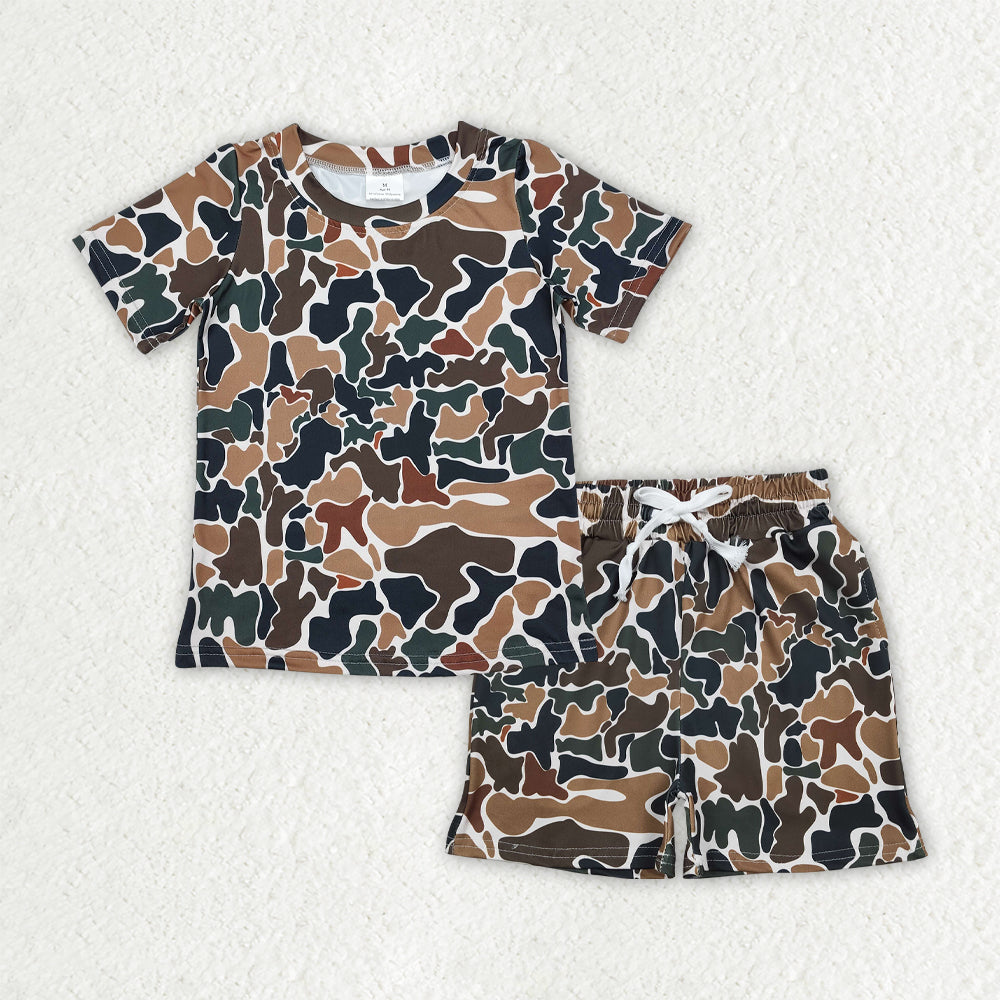 BSSO1911 Hunting Camo Short Sleeve Shorts Boys Set