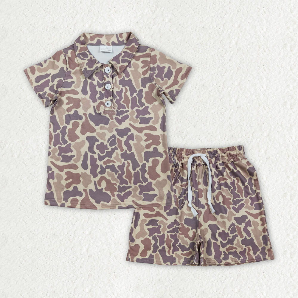 BSSO1996 Camo Short Sleeve Shorts Boys Set