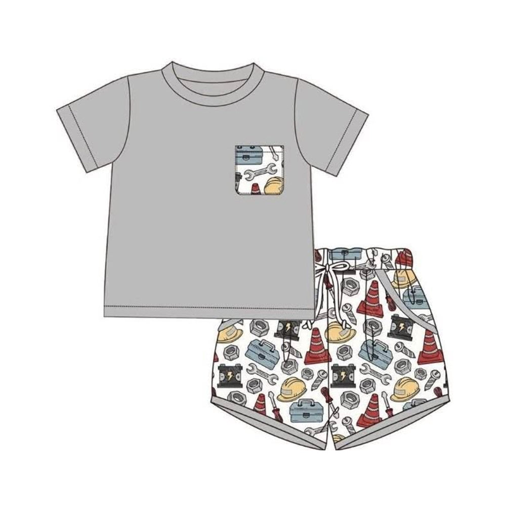 preorder BSSO2005 Tools Pocket Short Sleeve Shorts Boys Set
