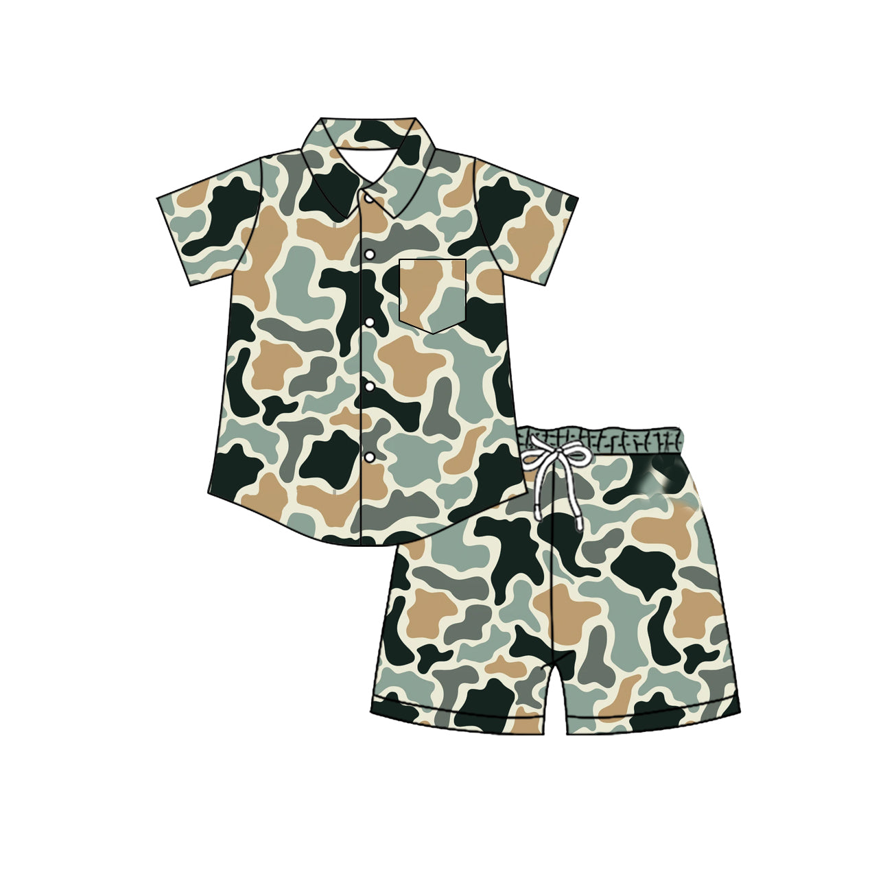 preorder BSSO2028 Camo Short Sleeve Shorts Boys Set
