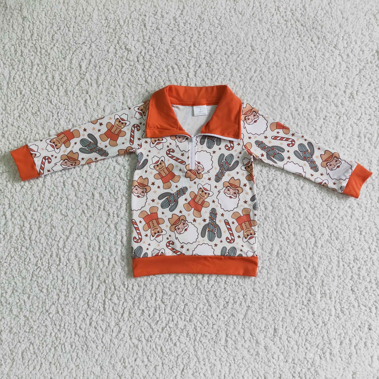 BT0068 Christmas Santa Western Boys Pullover zipper