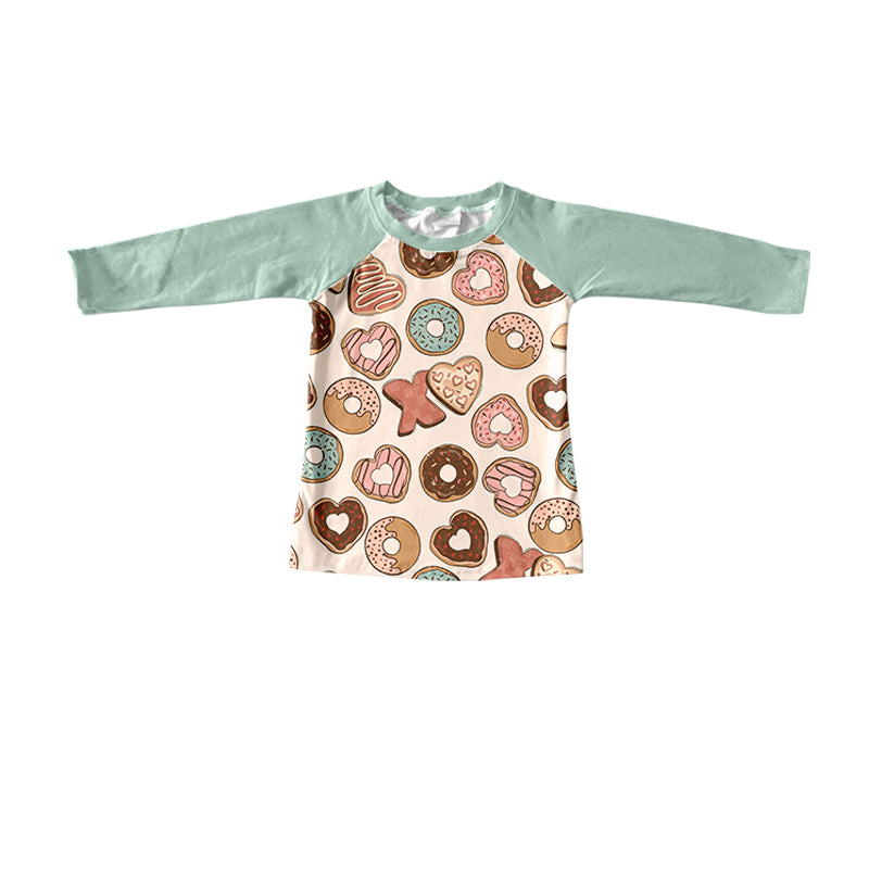 preorder BT0400 Xoxo donut green long sleeve kids top