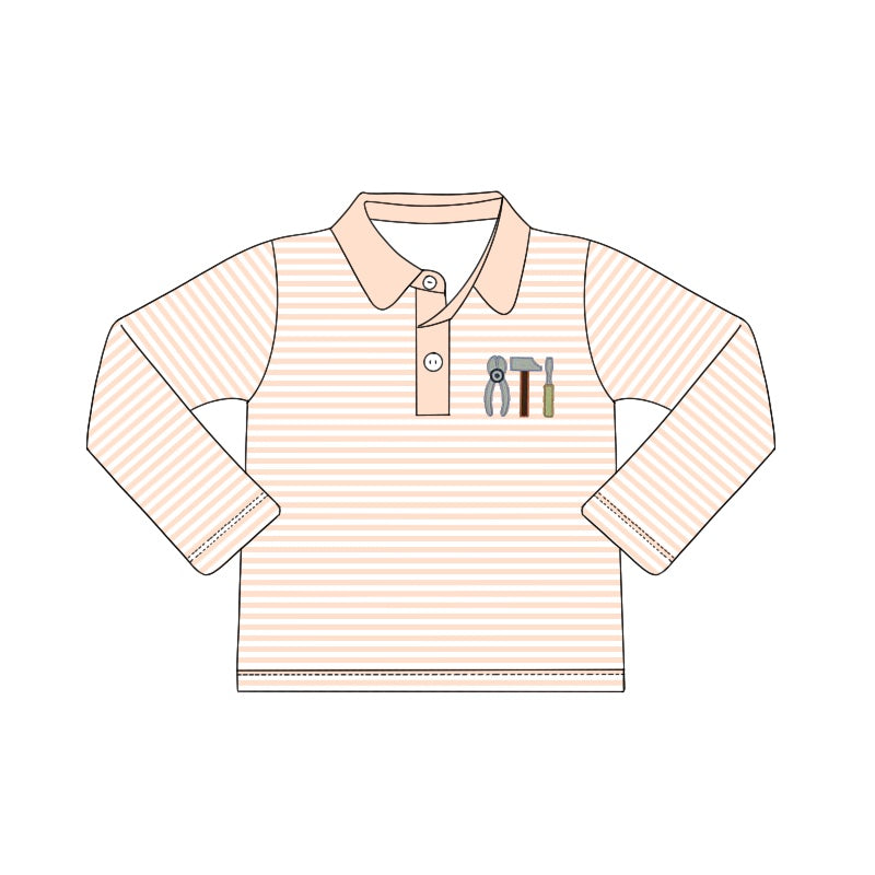 preorder BT0410 Tool light orange striped long sleeve boys pullover
