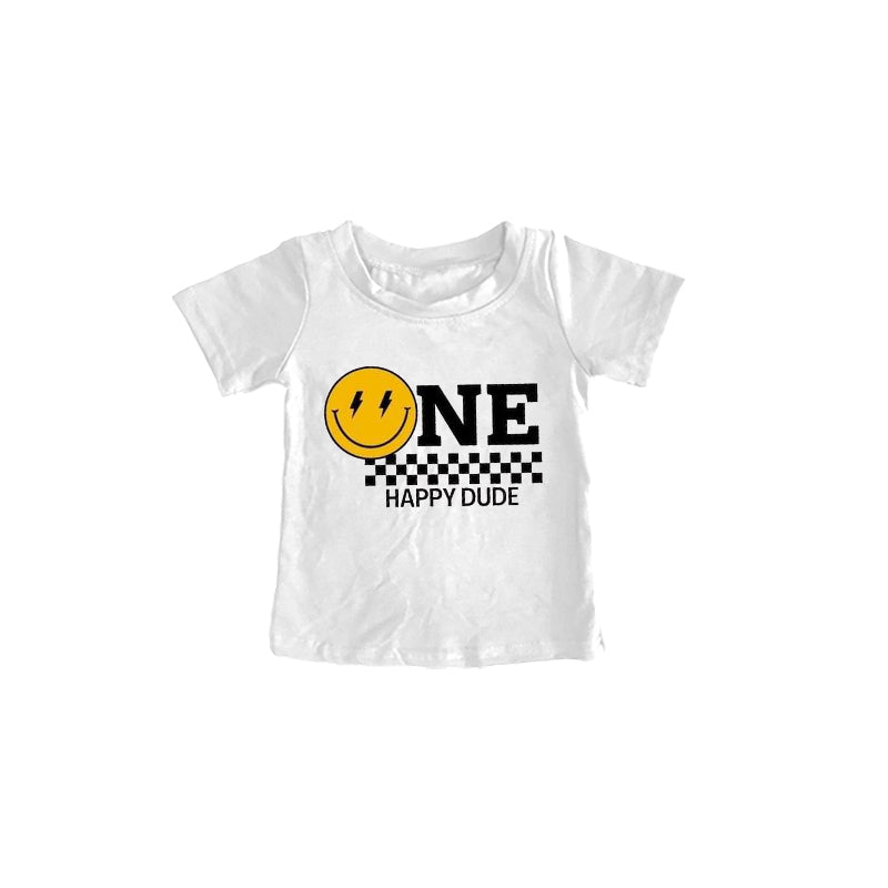 preorder BT0461 One happy dude smile white short sleeve kids t-shirt
