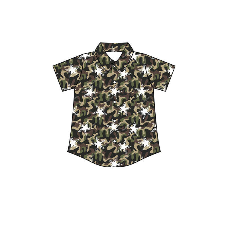 preorder BT0493 Star camo green short sleeve boys top