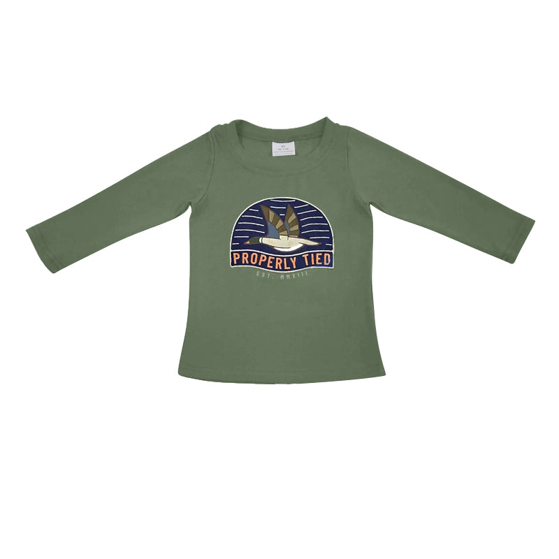 preorder BT0498 Mallard green long sleeve boys top