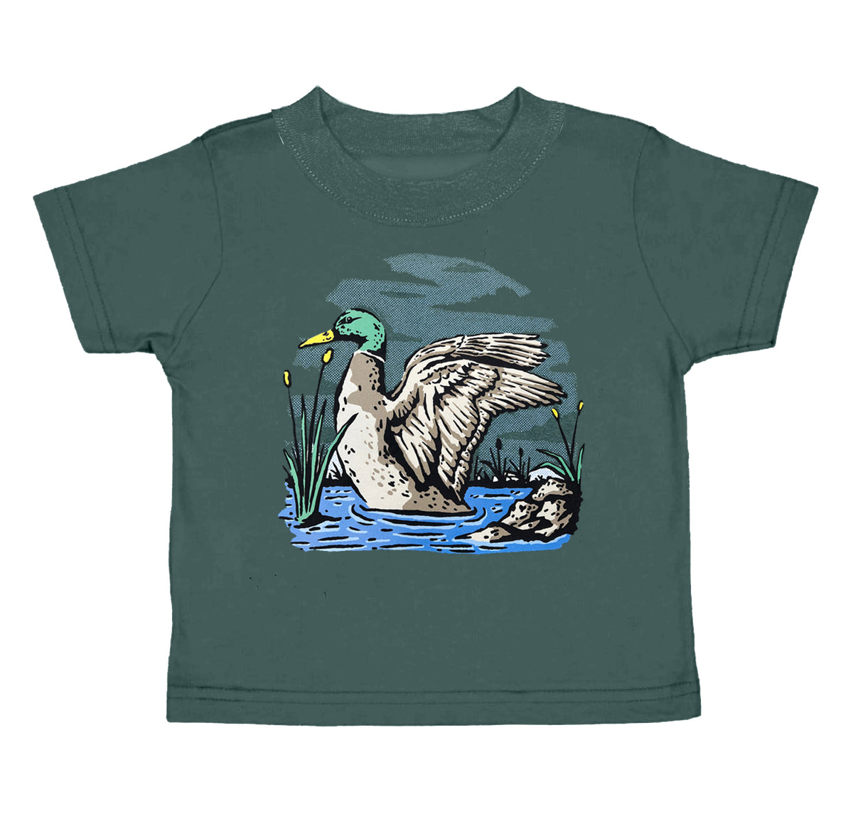 preorder BT0508 Hunting mallard green short sleeve kids top