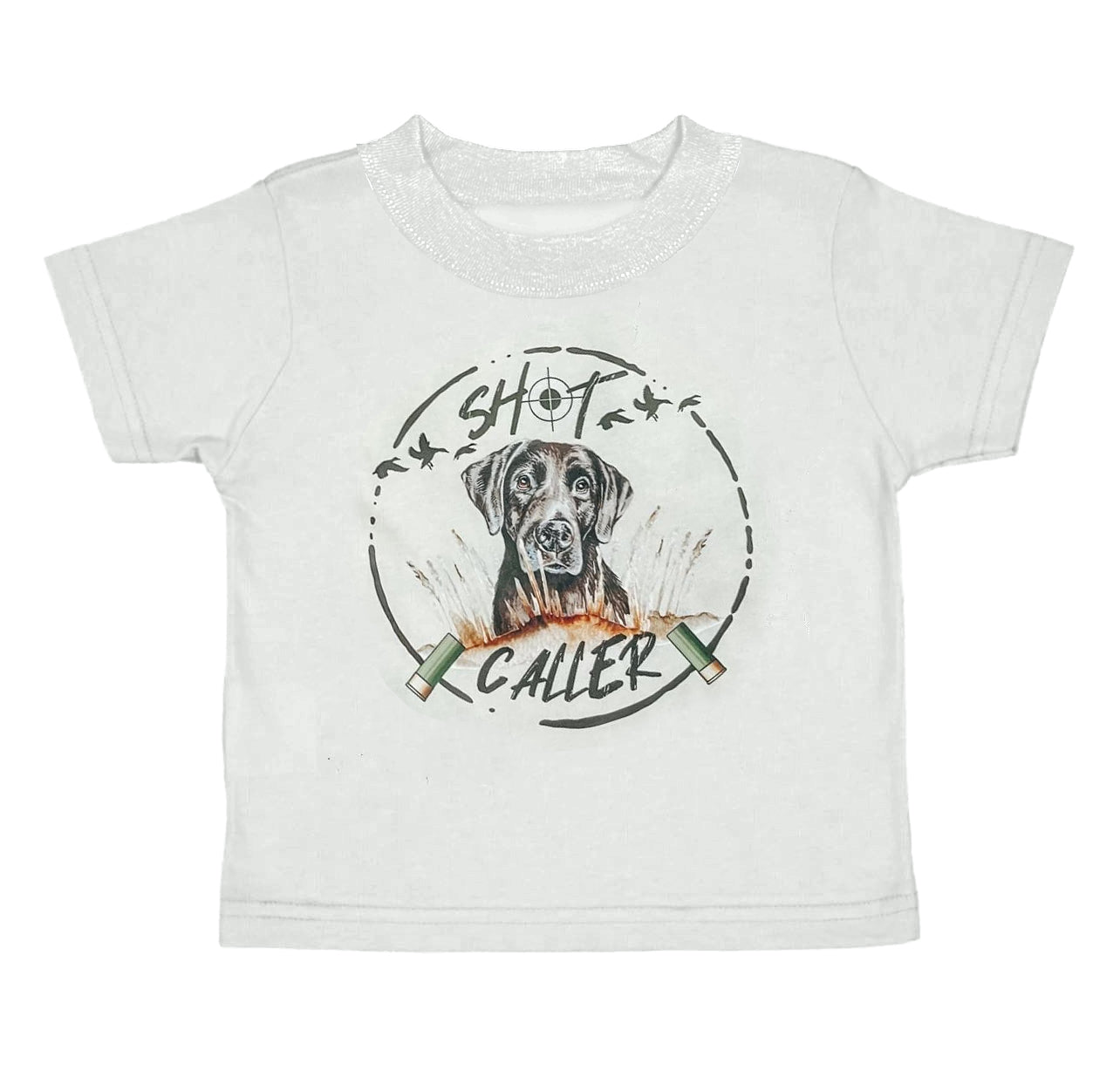 preorder BT0539 Hunting Dog Caller White Short Sleeve Boys T-shirt Top
