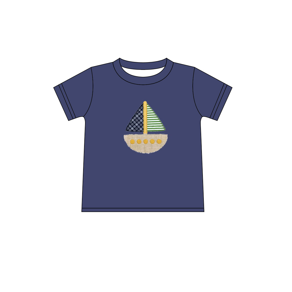 preorder BT0544 Sailboat Navy Blue Short Sleeve Boys Top