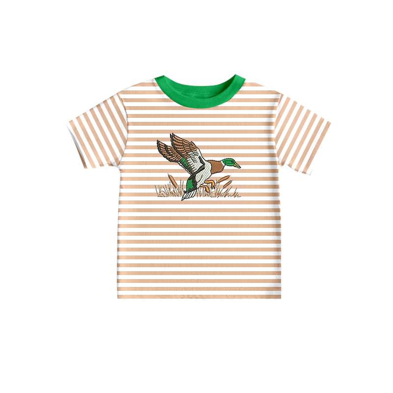 preorder BT0615 Mallard khaki striped short sleeve boys top