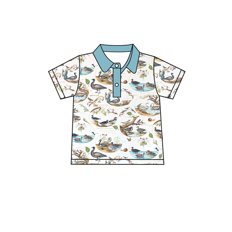 preorder BT0619 Hunting mallard blue short sleeve boys top