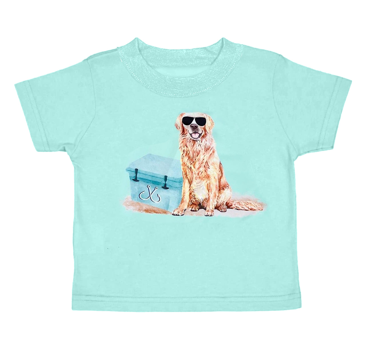 preorder BT0681 cute dog fishing sky blue short sleeve boys top