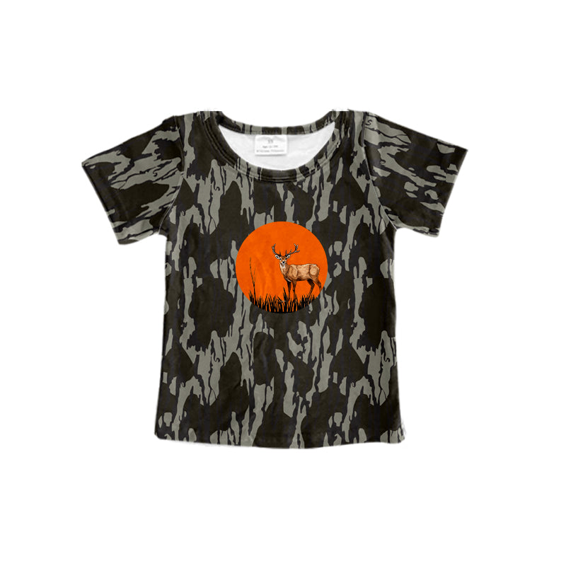 preorder BT0684 hunting deer Sun camo short sleeve boys top