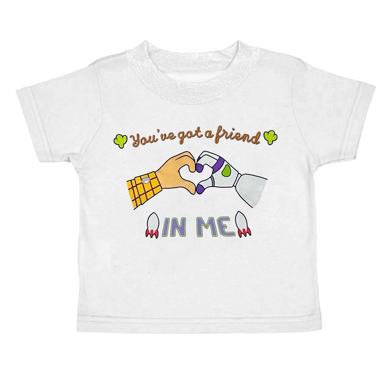 custom moq 3 you've got a friend in me cartoon white short sleeve boys top