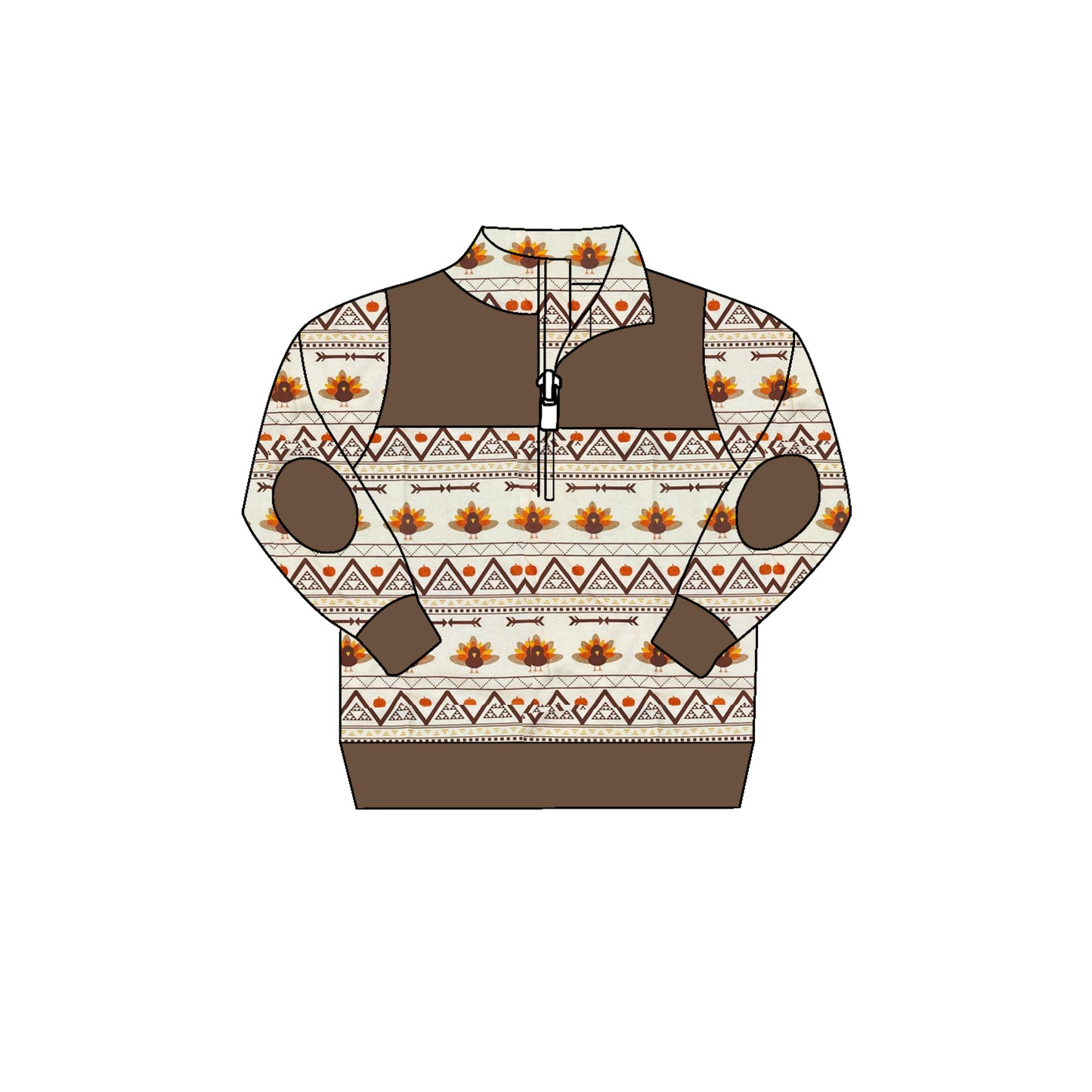 preorder BT0714 Thanksgiving turkey pumpkin long sleeve boys pullover