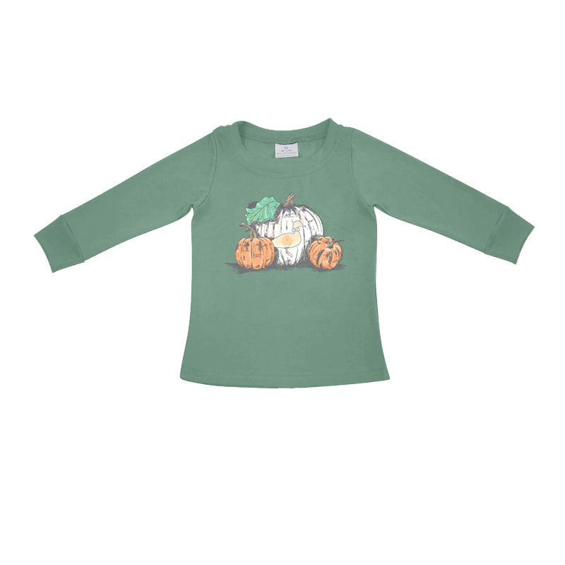 preorder BT0734 Autumn pumpkin green long sleeve boys top