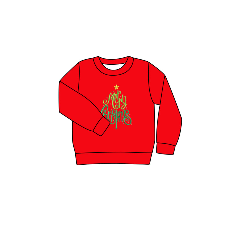 preorder BT0742 Merry Christmas red long sleeve boys top