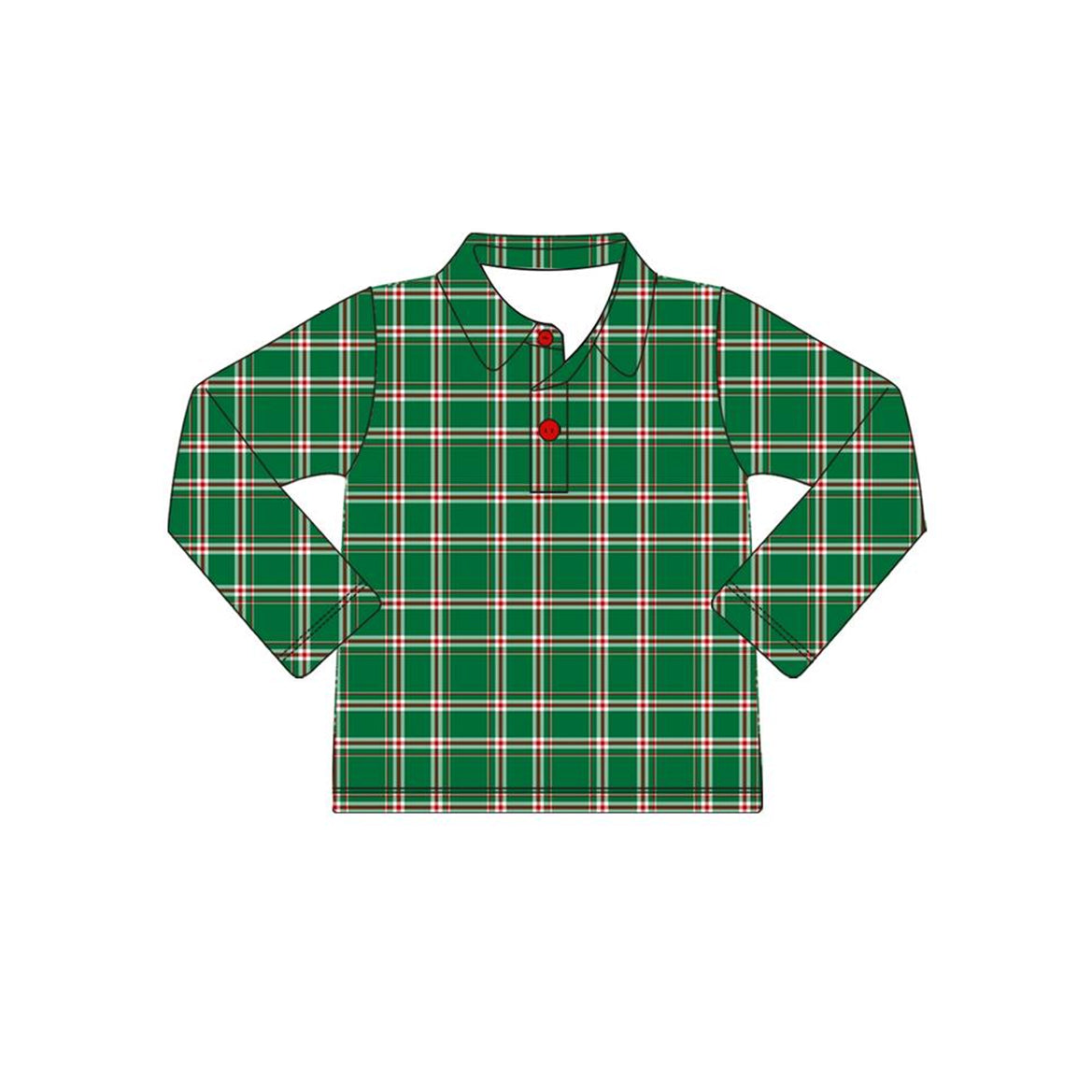 preorder BT0779 Christmas green checkered long sleeve boys top