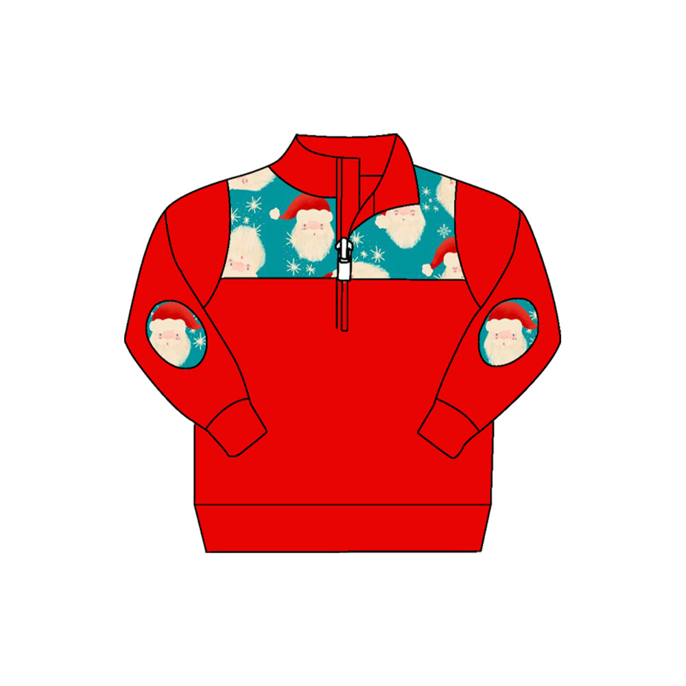 preorder BT0787 Christmas howdy Santa tree red long sleeve boys pullover