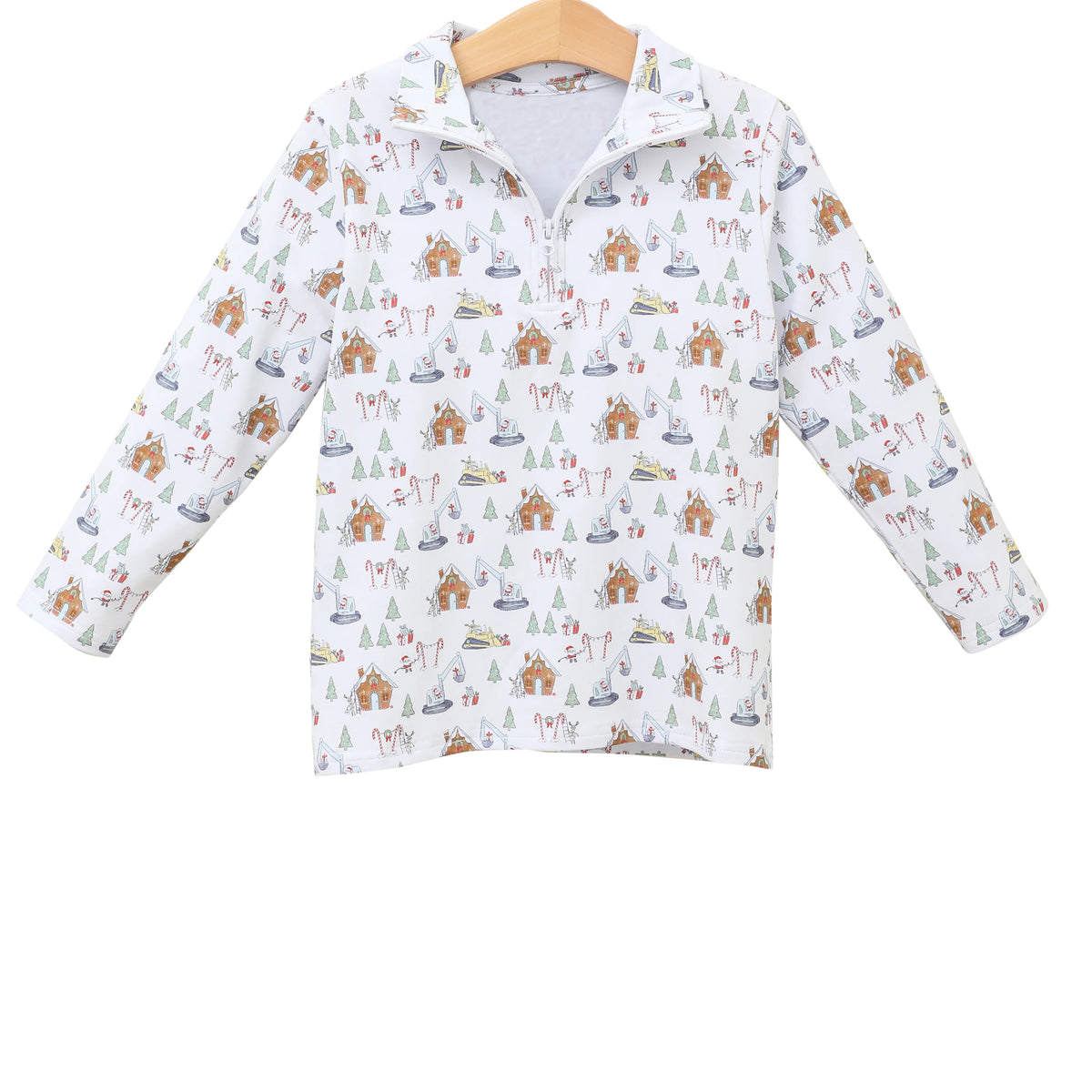 preorder BT0797 Christmas house Santa cane candy long sleeve boys pullover top