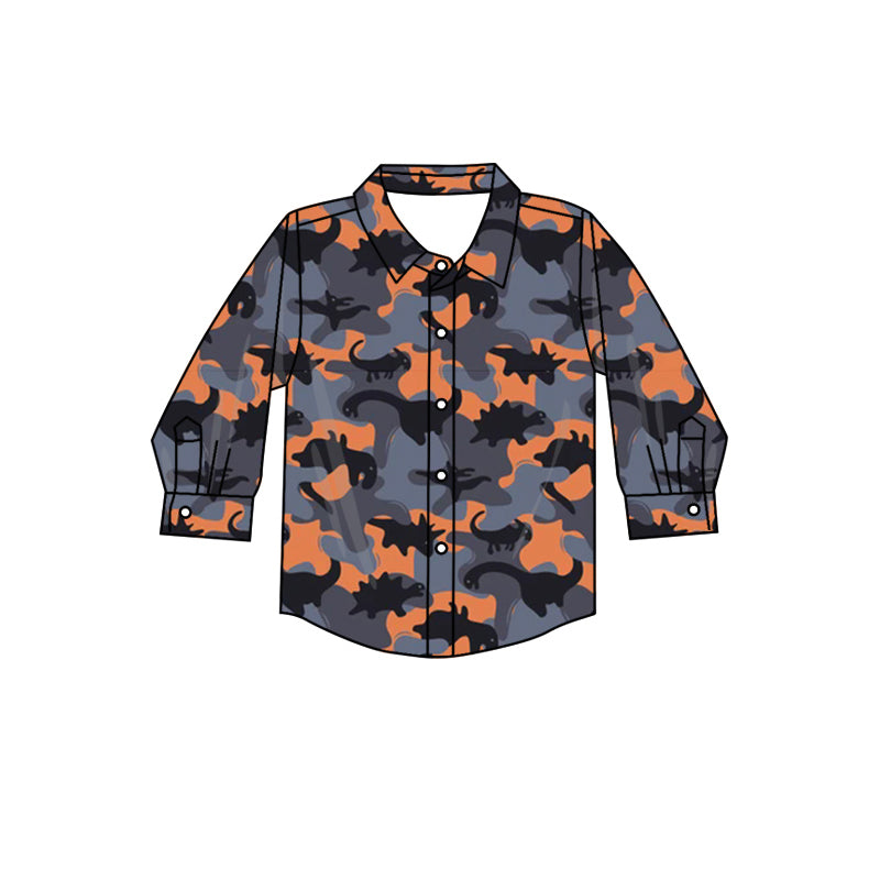 preorder BT0802 camo dinosaur long sleeve boys top