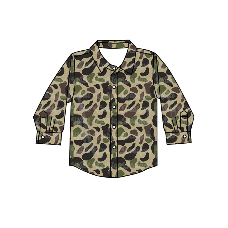 preorder BT0827 green camo long sleeve boys top