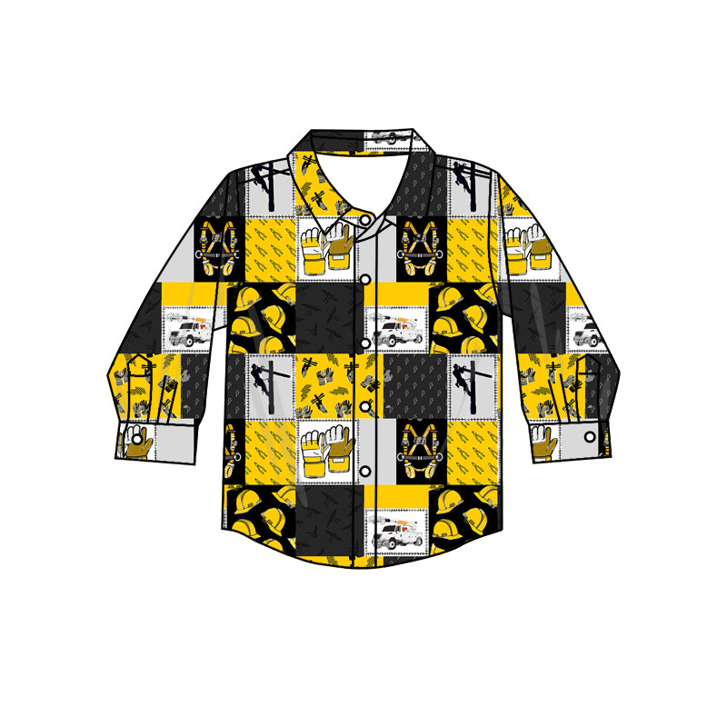 preorder BT0829 lineman yellow black long sleeve boys top