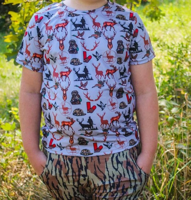 preorder BT0848 Hunting deer dog mallard short sleeve boys top