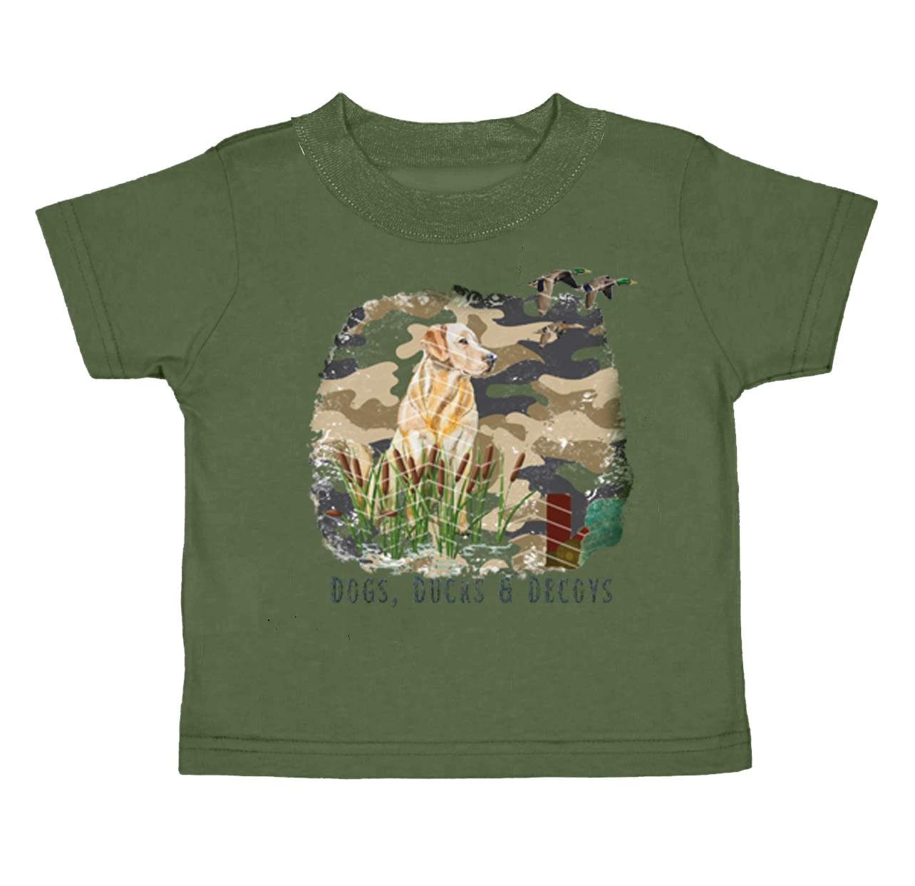 preorder BT0865 camo hunting dog mallard green short sleeve boys top