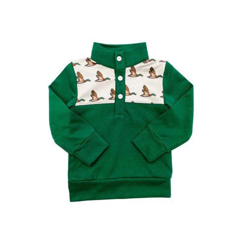 preorder BT0906 cute mallard duck green long sleeve boys pullover