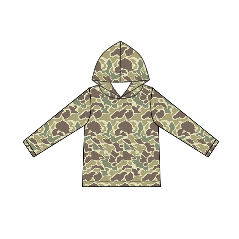 preorder BT0919 green camo long sleeve hoodie boys pullover boys top