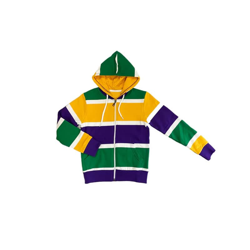 preorder BT1068 Mardi Gras purple yellow green long sleeve boys hoodie pullover