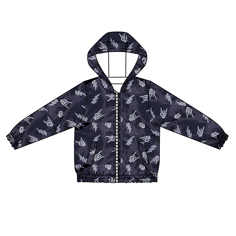 preorder BT1088 flash lighting skull black long sleeve zipper hoddie boys coat