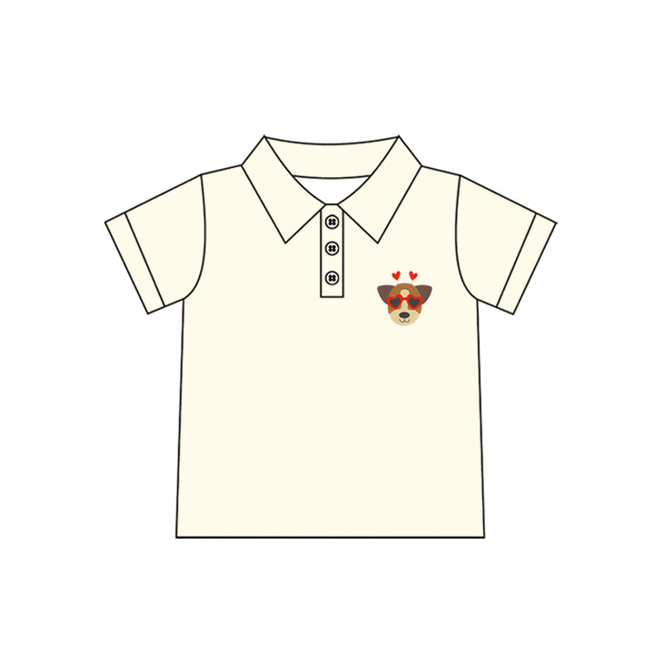 preorder BT1107 Valentine's Day dog heart short sleeve boys top
