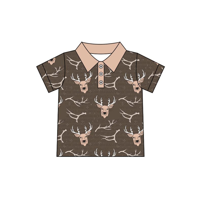 preorder BT1111 hunting deer brown short sleeve boys top