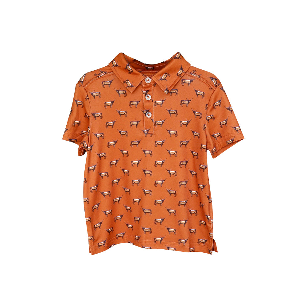 preorder BT1116 Farm Cow Brown Short Sleeve Boys Top