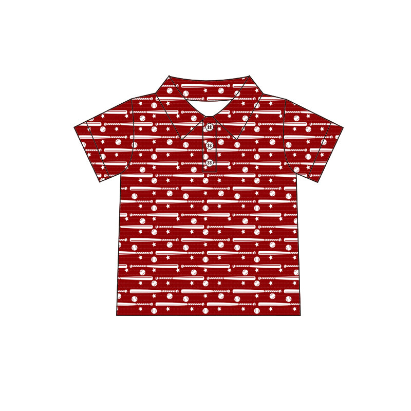 preorder BT1122 Play Baseball Maroon Short Sleeve Boys Top