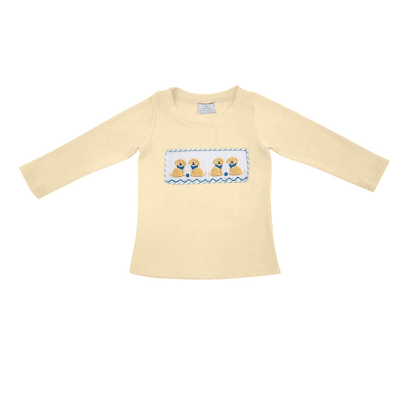 preorder BT1129 Cute Dog Khaki Long Sleeve Boys Top
