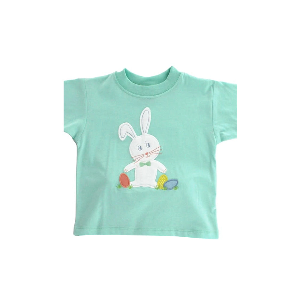 preorder BT1132 Easter Bunny Rabbit Egg Green Short Sleeve Boys Top